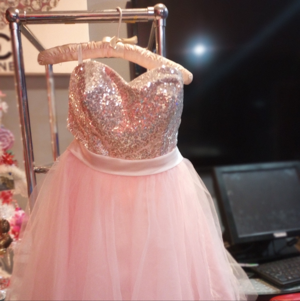 Sparkling Strapless Sequin Bodice Wedding Dress